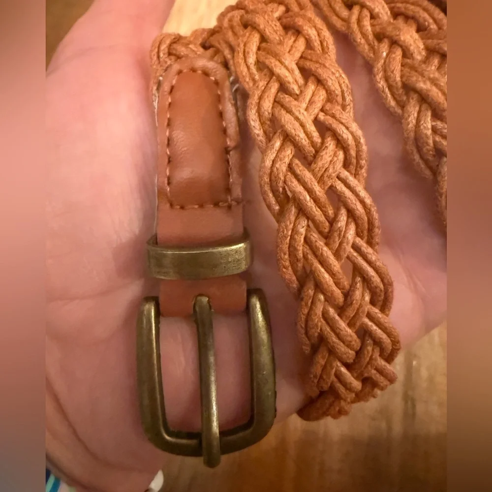 Braided Tan Belt  Full length 44 inches  Width 3/4 inch